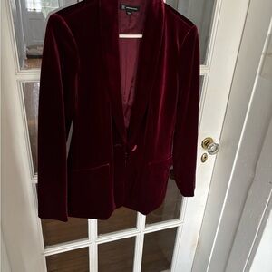 INC International Concepts Rich Burgundy Velvet Blazer